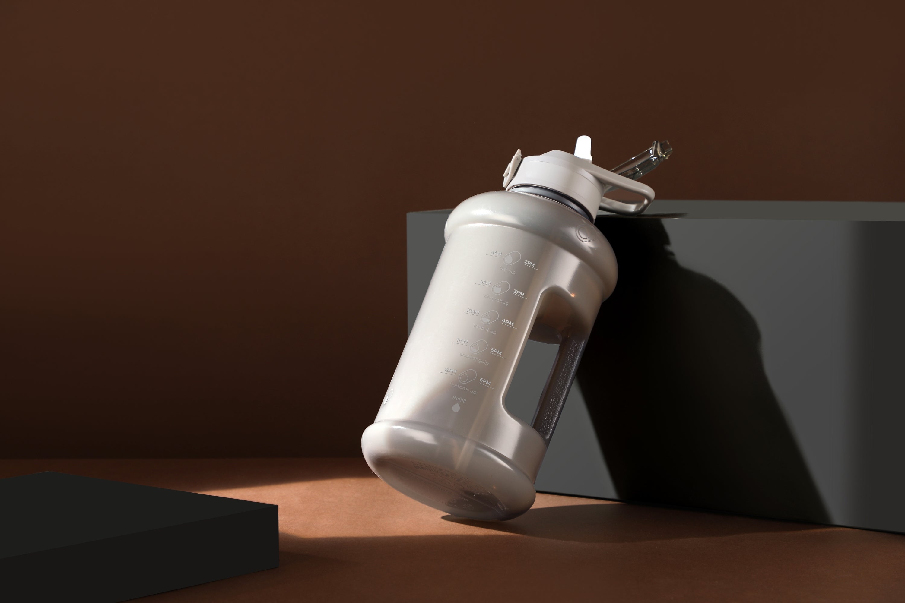 Ash Gray- H2O Capsule INSPO Half Gallon Water Bottle with Time Marker and Straw