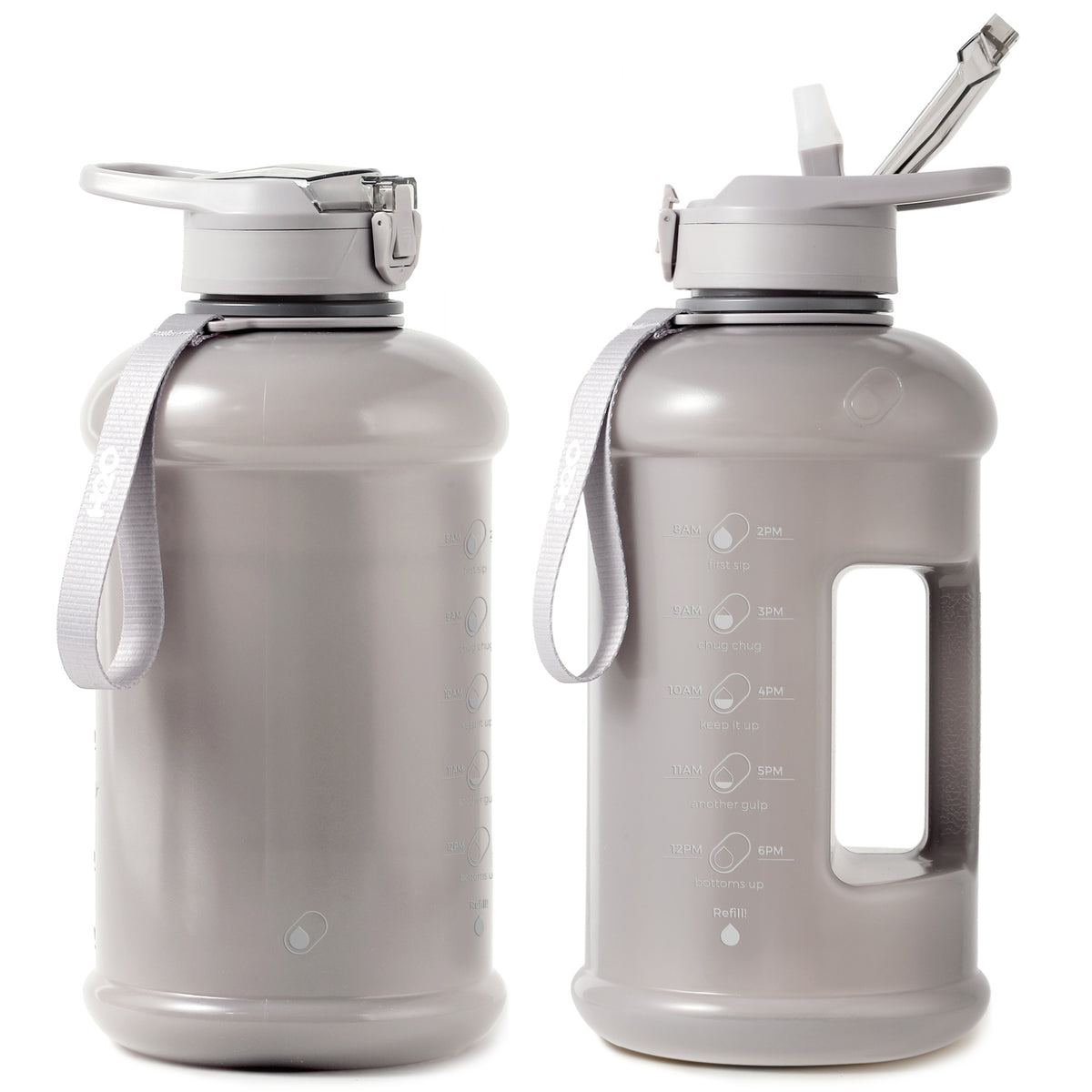 Ash Gray- H2O Capsule INSPO Half Gallon Water Bottle with Time Marker and Straw