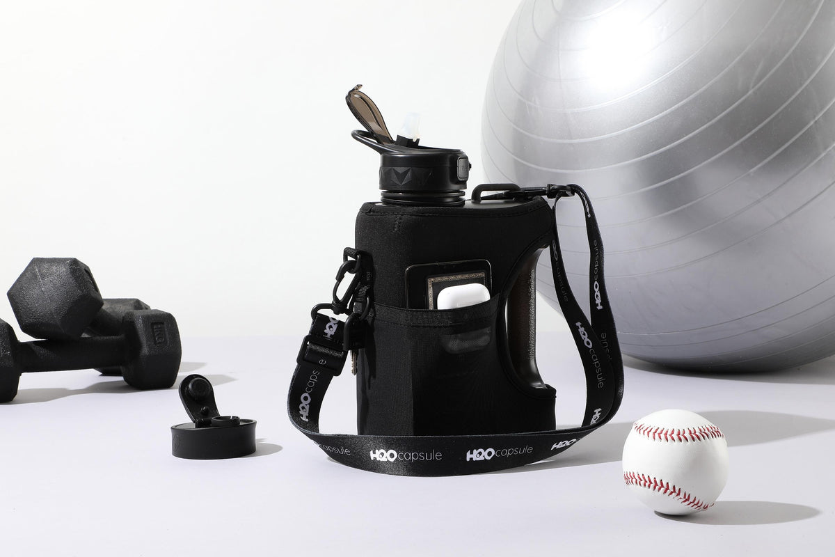 Jet Black + Cowbell - Cube value pack - 2.2L Water Bottle with Strap with 2 Storage Sleeves